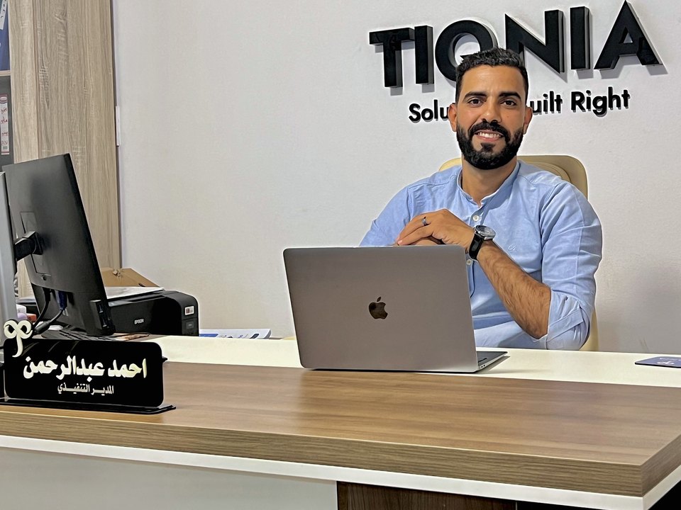 Ahmed Abdulrahman, Founder & CEO of TIQNIA, at the company office in Dokki